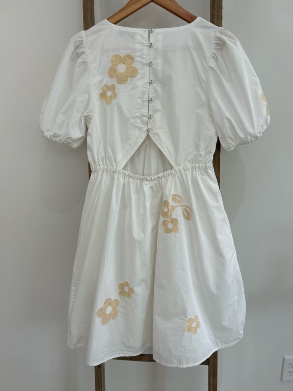 Madewell Annamarie Embroidered Mini Dress White Floral Gingham Puff Sleeve XS - Picture 3 of 13